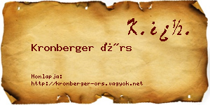 Kronberger Örs névjegykártya